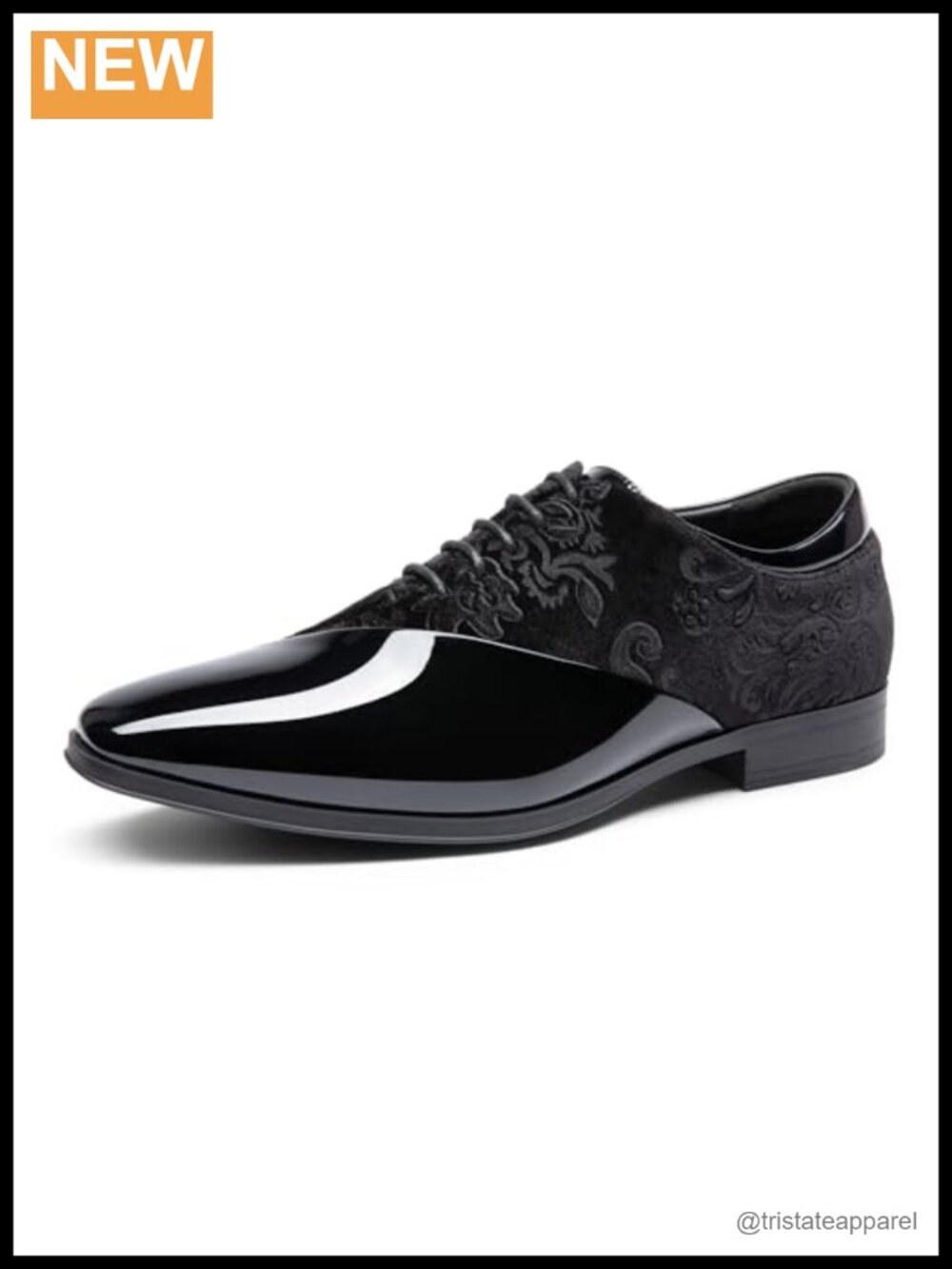 Patent Faux Leather & Velvet Lace-Up Formal Oxford Shoes for Men Dress Tuxedo - Picture 1 of 6